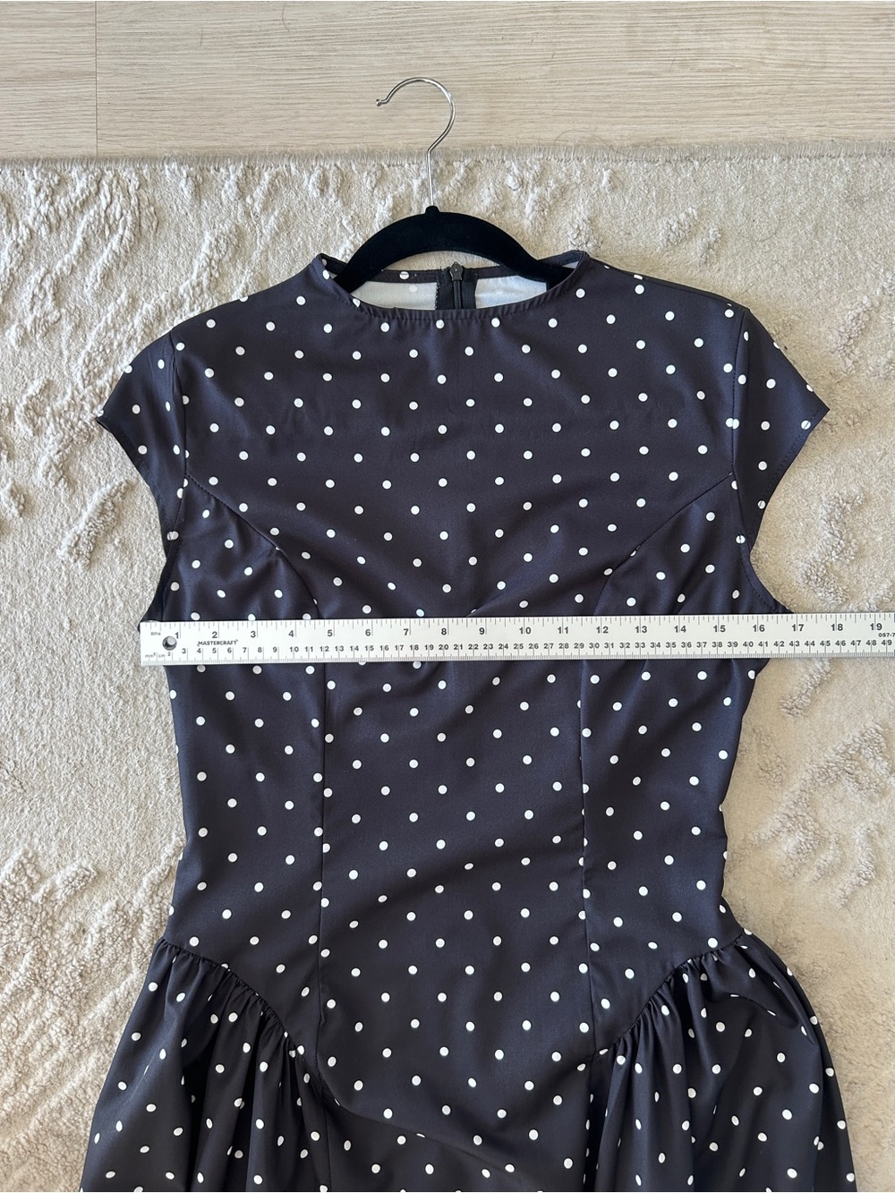 Polka Dot Mock Neck Basque Waist Midi Dress Size Medium - Picture 7 of 9